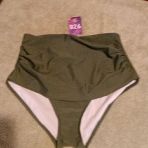High-Waist Olive Green Bikini Bottoms - Women Swim